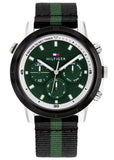 Tommy Hilfiger Troy Chronograph Green Dial Two Tone Nylon Strap Watch For Men - 1792107