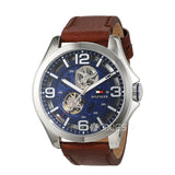 Tommy Hilfiger Bruce Analog Blue Dial Brown Leather Strap Watch for Men - 1791278