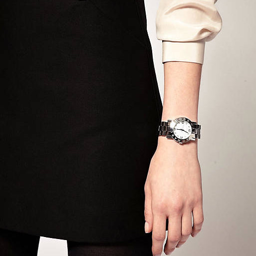 Marc Jacobs Amy White Dial Silver Steel Strap Watch for Women