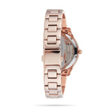 Michael Kors Lilane Three Hand Mother of Pearl White Dial Rose Gold Steel Strap Watch For Women - MK4557