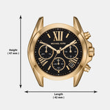 Michael Kors Bradshaw Chronograph Black Dial Gold Steel Strap Watch For Women - MK6959