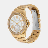 Michael Kors Everest Three Hand Mother of Pearl White Dial Gold Steel Strap Watch For Women - MK7401