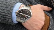 Armani Exchange Hampton Chronograph Black Dial Silver Steel Strap Watch For Men - AX2103