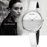 Calvin Klein Rise White Grey Dial White Leather Strap Watch for Women - K7A231L6