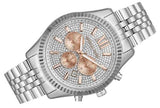 Michael Kors Lexington Chronograph Silver Dial Silver Steel Strap Watch for Men - MK8515