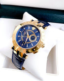 Versace V-Race Multifunction Quartz Blue Dial Blue Leather Strap Watch For Men - VEBV00219