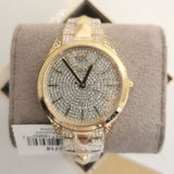 Michael Kors Runway Mercer Crystals Silver Dial Gold Steel Strap Watch For Women - MK6715