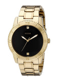 Guess Classic Diamonds Black Dial Gold Steel Strap Watch for Men - W0416G2