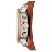 Fossil Boyfriend Chronograph White Dial Brown Leather Strap Watch for Women - ES3837