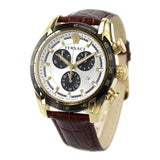 Versace V-Ray Chronograph Quartz White Dial Brown Leather Strap Watch For Men - VE2I00221