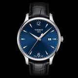 Tissot T Classic Tradition Jam Tangan Tali Kulit Hitam Dial Biru Untuk Pria - T063.610.16.047.00