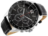 Tommy Hilfiger Luke Quartz Black Dial Black Leather Strap Watch for Men - 1791117