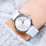 Calvin Klein Skirt White Dial White Leather Strap Watch for Women - K2U231K6