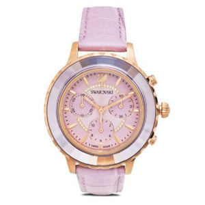 Swarovski Octea Lux Chrono Purple Dial Purple Leather Strap Watch for Women - 56322638