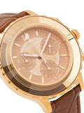 Swarovski Octea Lux Chrono Brown Gold Dial Brown Leather Strap Watch for Women - 5632260