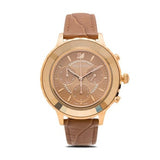 Swarovski Octea Lux Chrono Brown Gold Dial Brown Leather Strap Watch for Women - 5632260