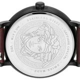 Versace V-Circle Manifesto Black Dial Maroon Leather Strap Watch for Men - VBQ040017