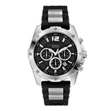 Guess Intrepid Chronograph Black Dial Two Tone Steel Strap Watch for Men - W0167G1