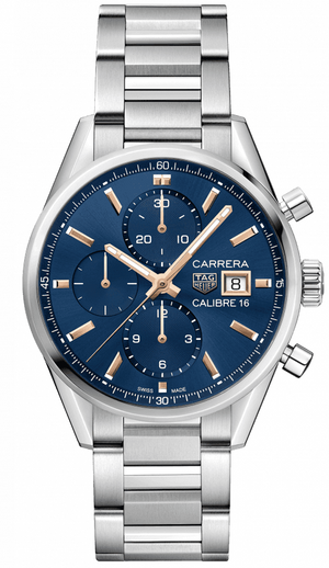 Tag Heuer Carrera Automatic Chronograph Blue Dial Silver Steel Strap Watch for Men - CBK2115.BA0715