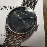 Calvin Klein High Noon Black Dial Silver Mesh Bracelet Watch for Men - K8M21121