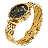 Versace V-Twist Black Dial Gold Mesh Bracelet Watch for Women - VELS00819