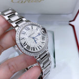 Cartier Ballon Bleu De Cartier Diamonds Silver Dial Silver Steel Strap Watch for Women - W4BB0023