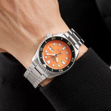 Seiko 5 Sports Automatic Orange Dial Silver Steel Strap Watch For Men - SRPD59K1