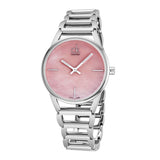 Calvin Klein Stately Pink Mother of Pearl Dial Silver Steel Strap Watch for Women - K3G2312E