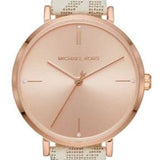 Michael Kors Jayne Three Hand Rose Gold Dial White Leather Strap Watch For Women - MK7128