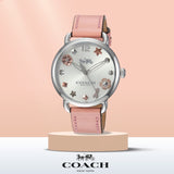 Coach Delancey White Dial Pink Leather Strap Watch for Women - 14502799