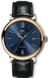 IWC Portofino Automatic Blue Dial Black Leather Strap Watch for Men - IW356522