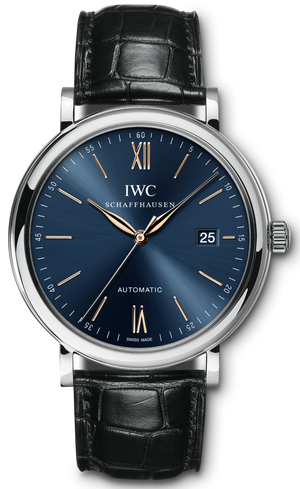 IWC Portofino '150 Years Edition' Automatic Blue Dial Black Leather Strap Watch for Men - IW356518