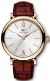 IWC Portofino Automatic Silver Dial Red Leather Strap Watch for Women - IW357401