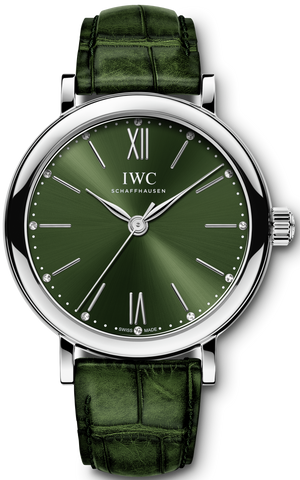 IWC Portofino Automatic Green Dial Green Leather Strap Watch for Women - IW357405