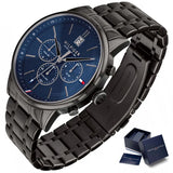 Tommy Hilfiger Kyle Quartz Blue Dial Black Steel Strap Watch for Men - 1791633