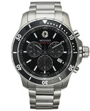 Movado Series 800 Chronograph Black Dial Silver Steel Strap Watch For Men - 2600142