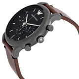 Emporio Armani Classic Chronograph Black Dial Brown Leather Strap Watch For Men - AR1919