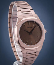 D1 Milano Ultra Thin Brown Dial Gold Steel Strap Watch for Unisex - D1-UTBJ10