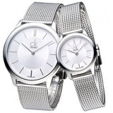 Calvin Klein Minimal White Dial Silver Mesh Bracelet Watch for Men - K3M22126