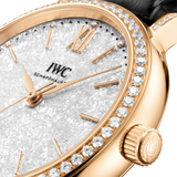 IWC Portofino Automatic Diamonds Silver Dial Black Leather Strap Watch for Women - IW357406