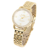 Coach Delancey Mother of Pearl Dial Gold Steel Strap Watch for Women - 14502478