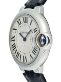 Cartier Ballon Bleu De Cartier Silver Dial Black Leather Strap Watch for Women - WSBB0034