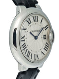 Cartier Ballon Bleu De Cartier Silver Dial Black Leather Strap Watch for Women - WSBB0034