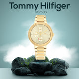 Tommy Hilfiger Joy Analog Gold Dial Gold Steel Strap Watch For Women - 1782536