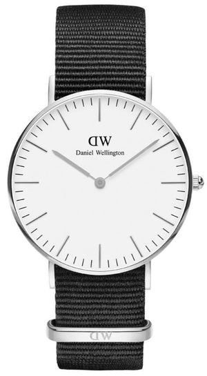 Daniel Wellington Classic Cornwall White Dial Black Nylon Strap Watch For Men - DW00100260