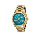 Michael Kors Bradshaw Chronograph Blue Dial Gold Steel Strap Watch For Women - MK5975