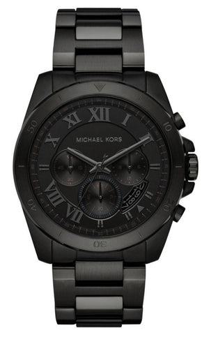 Michael Kors Brecken Chronograph Black Dial Black Steel Strap Watch For Men - MK8482