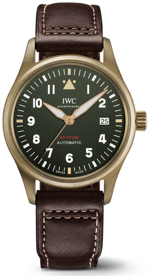 IWC Pilot's Watch Automatic Spitfire Green Dial Brown Leather Strap Watch for Men - IW326802