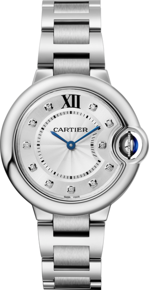 Cartier Ballon Bleu De Cartier Diamonds Silver Dial Silver Steel Strap Watch for Women - W4BB0022