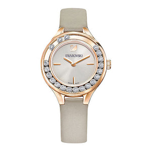 Swarovski Lovely Crystals Mini Grey Dial Grey Leather Strap Watch for Women - 5261481